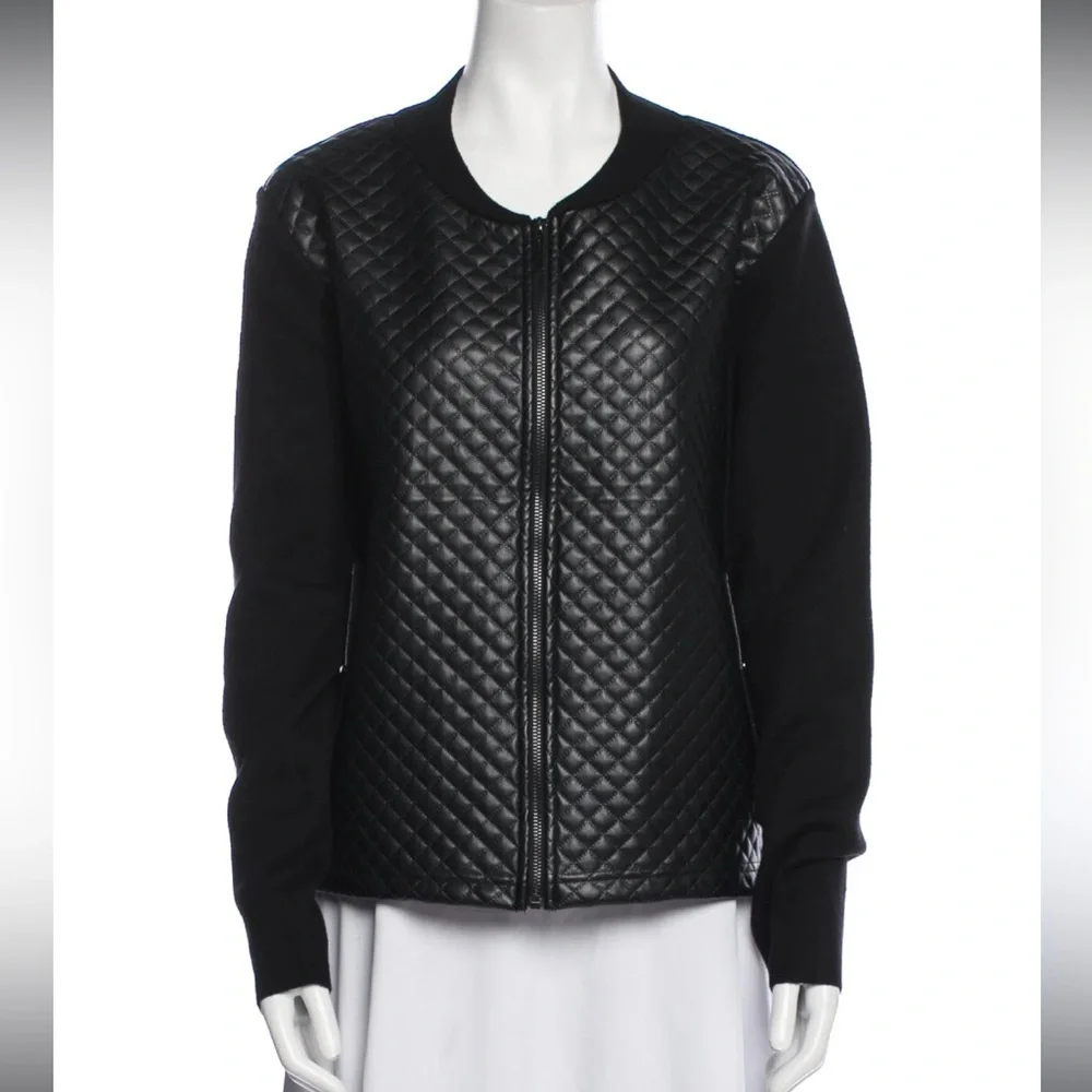 Cynthia Rowley MED Faux Leather front blazer NWT
